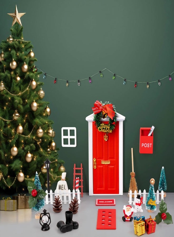 80UncleKimby 31Pcs Christmas Elf Fairy Door Kit - Miniature Accessories Garden Wooden Decorations Craft Set(Red) - Image 2